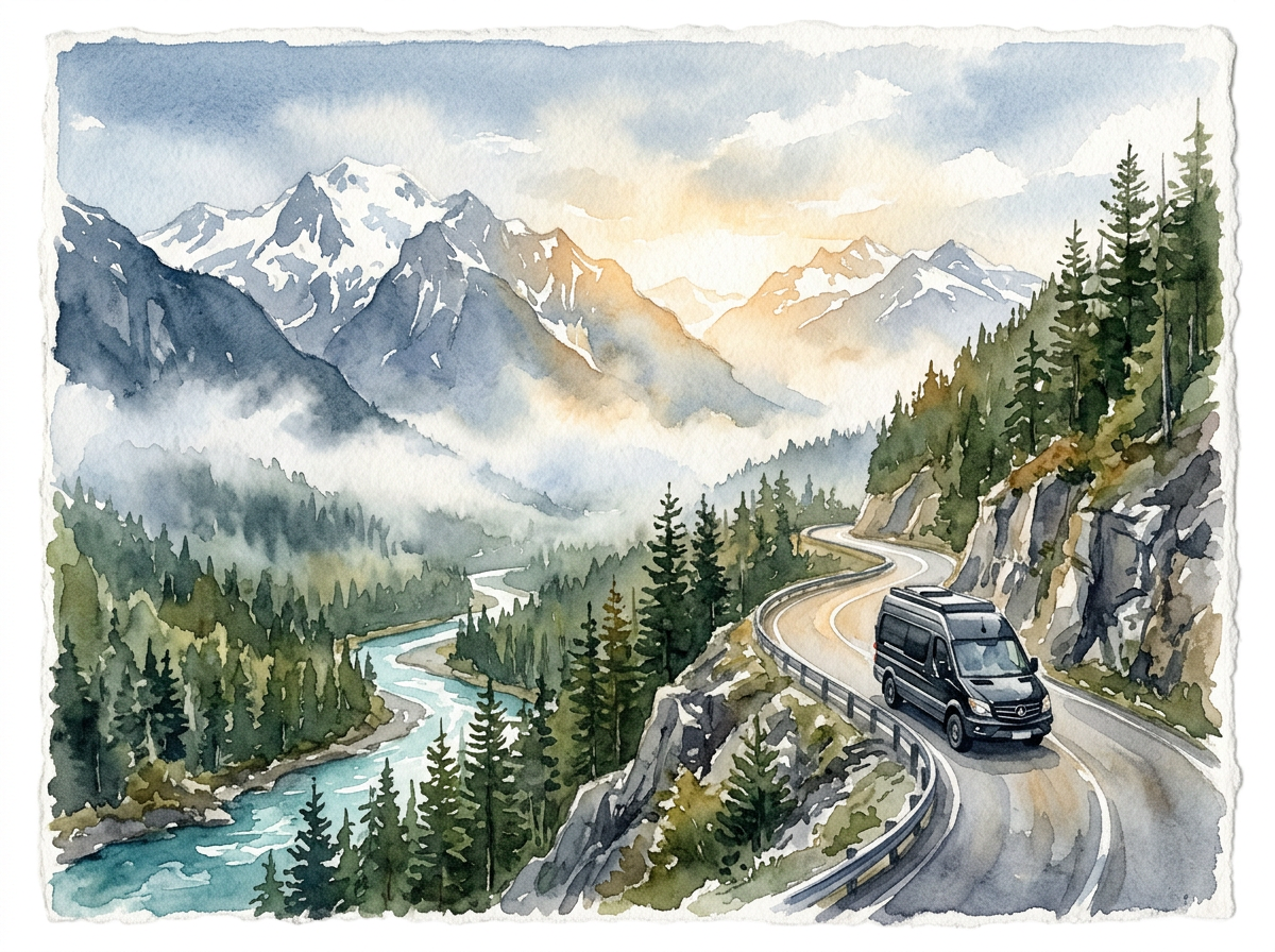 The Valley View watercolor illustration