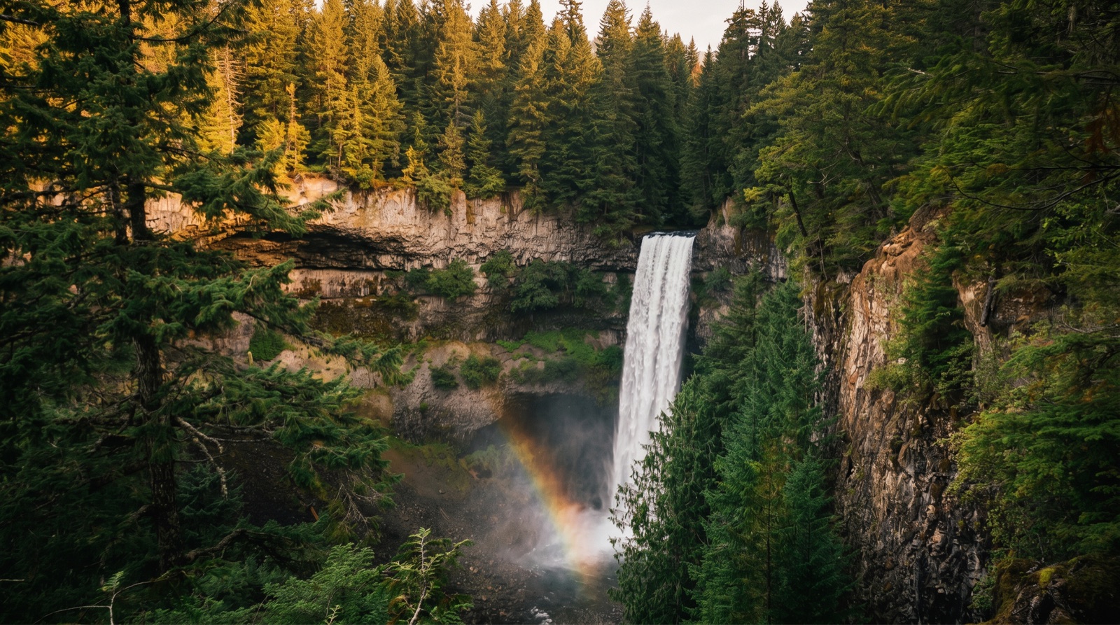 Brandywine Falls cascading through old-growth forest in Whistler